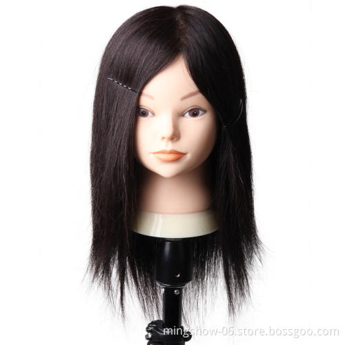 Mannequin Head with 100% Real Human Hair Black Doll Head for hair Styling Cosmetology Hair